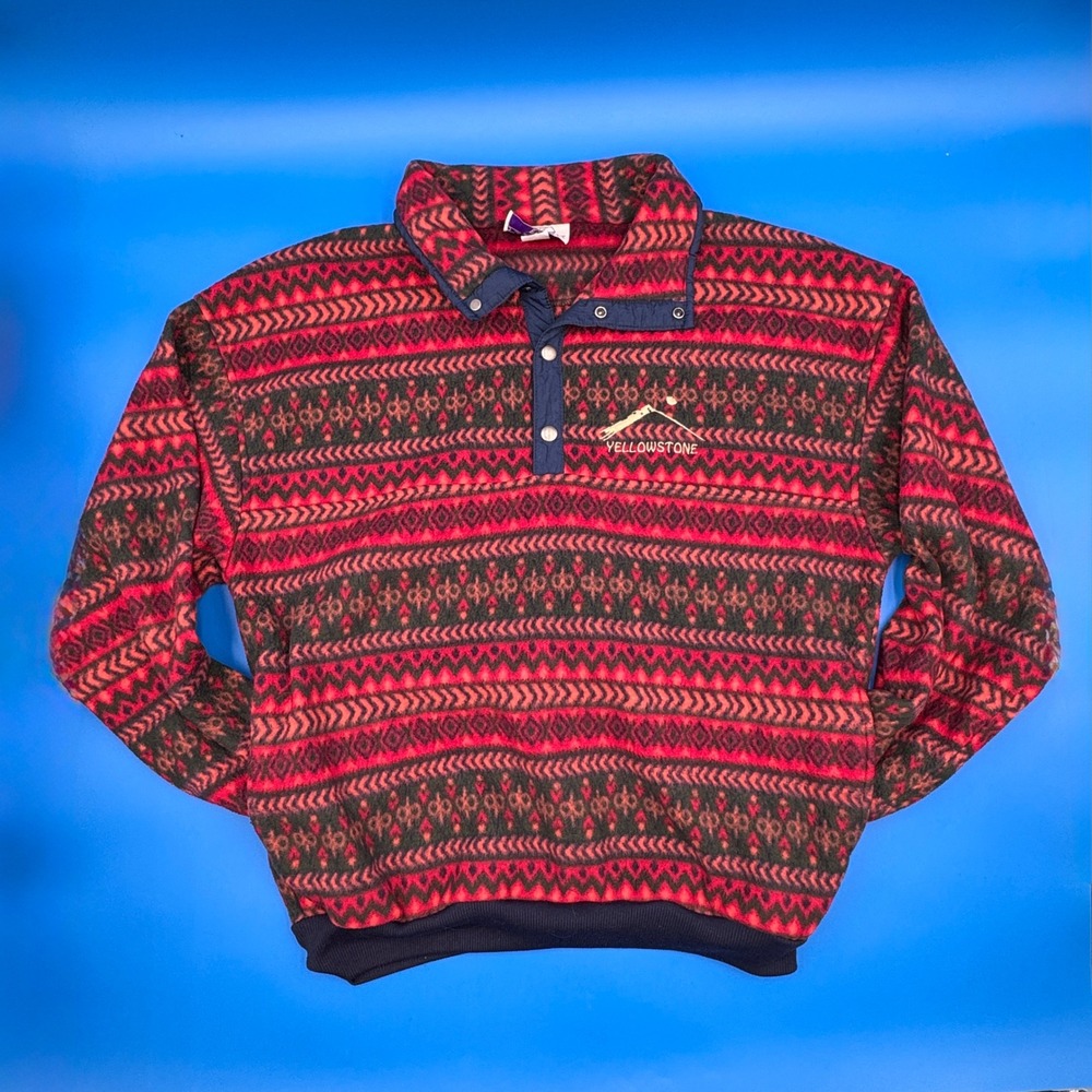 Arctic Image Mens‎ XLarge Fleece Pullover Yellowstone National Park Snap Neck